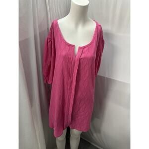 Women Plus Size Summer Tops Cute Puff Sleeve V Neck Casual Size 4X